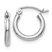 Amanda Rose Collection 10K White Gold 1/2 inch Classic Round Hoop Earrings for Women