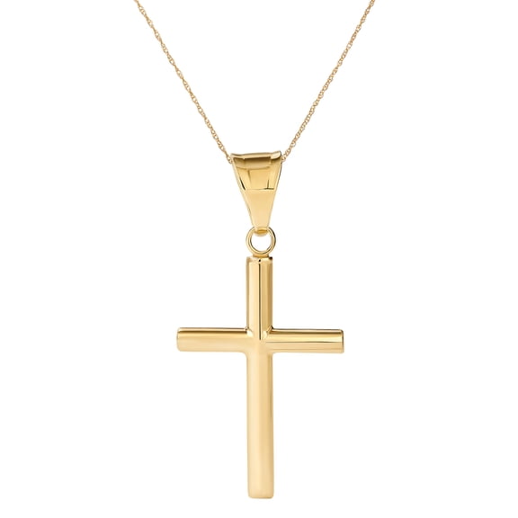 Amanda Rose Collection 14k Yellow Gold Cross Pendant Necklace for Women on a 20 inch 14K Yellow Gold Chain