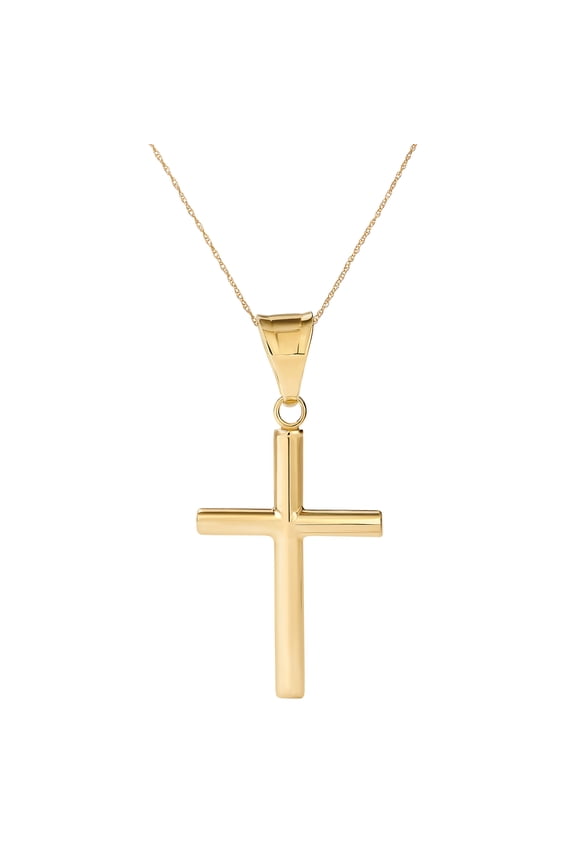 Collection 14k Yellow Gold Cross Pendant Necklace for Women on a 20 inch 14K Yellow Gold Chain