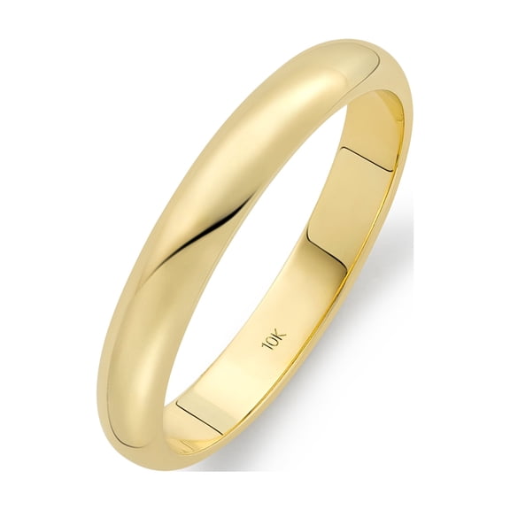 Amanda Rose Collection Ladies Solid 10K Yellow Gold 3mm Traditional Fit Plain Wedding Band Size 5.5
