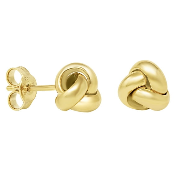 Amanda Rose Collection Minimalist Love Knot Stud Earrings in 14K Yellow Gold | Real Gold Earrings Studs