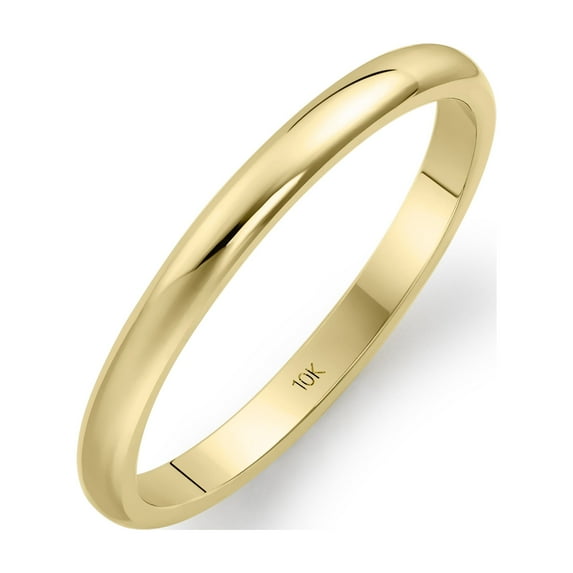 Amanda Rose Collection Women's Solid 10K Yellow Gold 2mm Traditional Plain Wedding Band (Available Ring Sizes 4-10) Sz 5