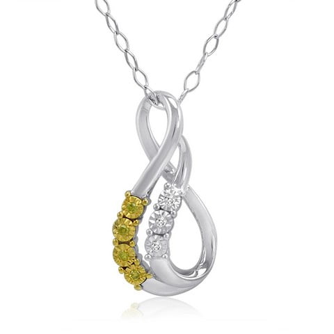 Amanda Rose Collection DiAura Yellow & White Diamond Swirl Pendant in Sterling Silver