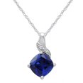 thumbnail image 1 of Amanda Rose Created Sapphire and Diamond Pendant in Sterling Silver, 1 of 3