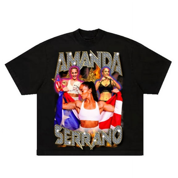 Amanda Serrano Boxing T-Shirt, Glitter Name Design & Puerto Rican Flag Shirt