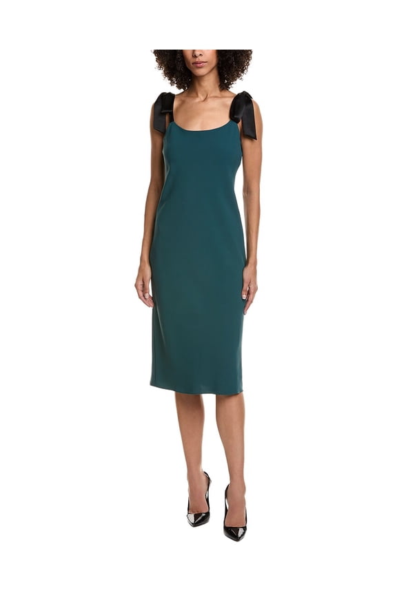 womens Lusana Silk-Trim Dress, l, Green