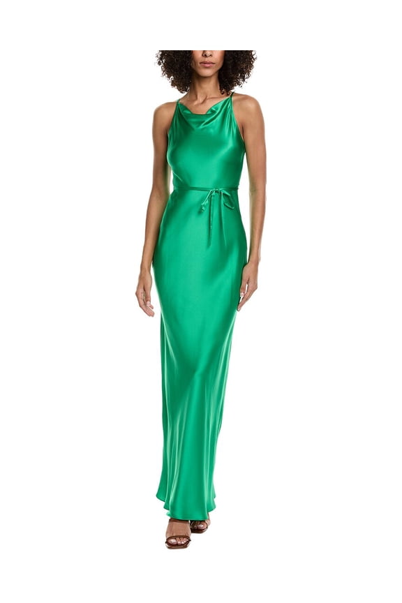 womens Shaelyn Silk Maxi Dress, l, Green