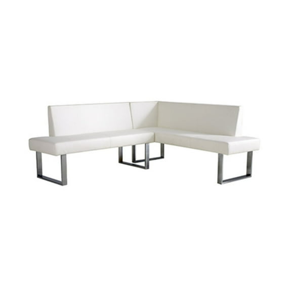 Amanda White Corner Sofa Feux Leather Stainless Steel Legs