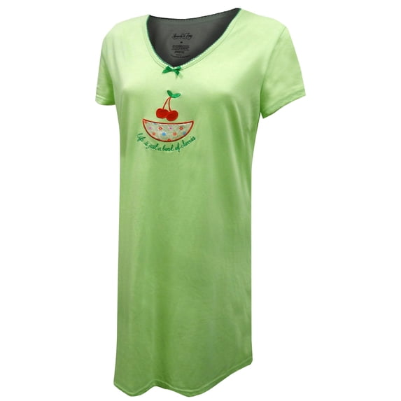 Amanda & Zoey Womens Life Is Just A Bowl of Cherries Night Shirt (Small)