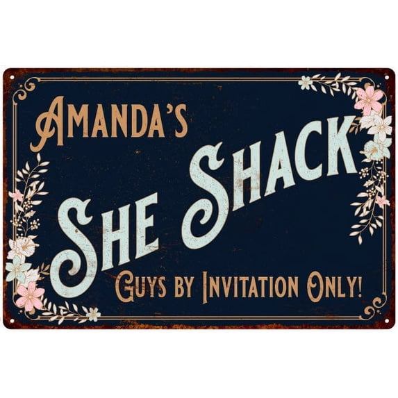 Amanda's SHE SHACK Sign Metal Wall Decor 16 x 24 Matte Finish Metal 116240060043
