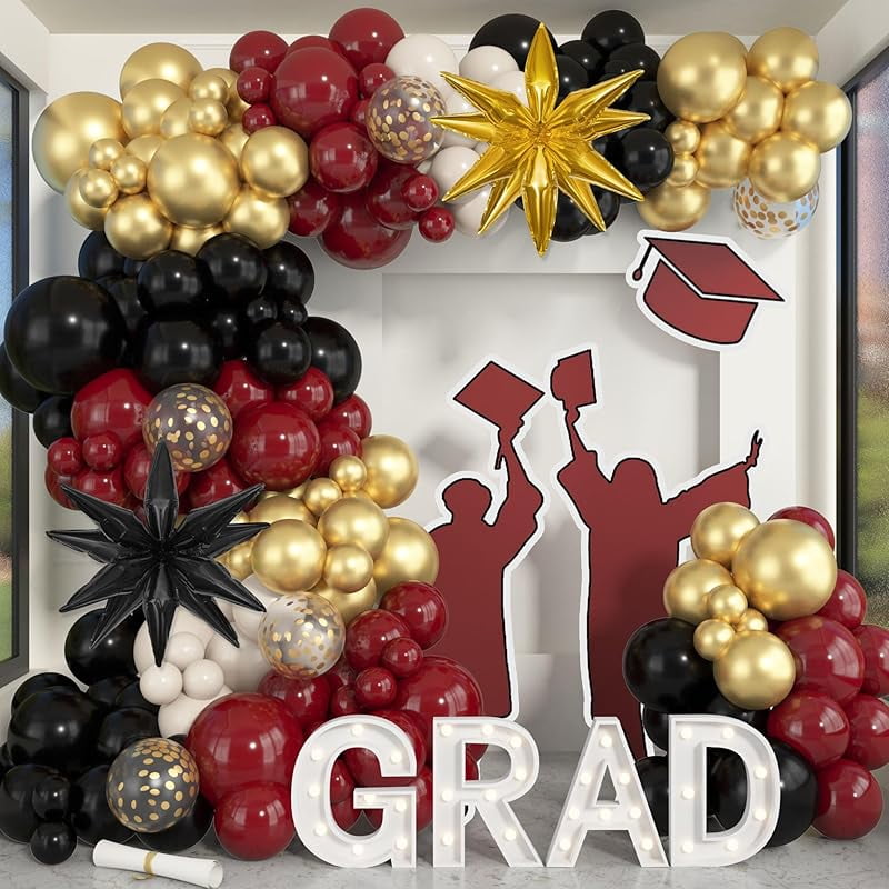 Rose Gold & White Birthday Decoration Kit - 60 Pc Balloons, Banner, Arc & Glue Dots For Parties