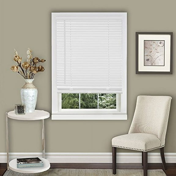 Amanecer Collection Cordless Vinyl 1-Inch Light Filtering Mini Blind- Pearl White - 23" x 64" (Actual Measurement 22.5