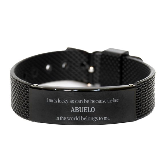 Abuelo Black Shark Mesh Bracelet - A Unique Gift for Special Grandfather on Birthday, Christmas, and Holidays - Engraved with Love and Hope for Confidence and Inspirational Style