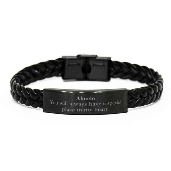 Amangny Abuelo Braided Leather Bracelet - You will always have a special place in my heart - Perfect Christmas Gifts for Abuelo - Unique Inspirational Jewelry