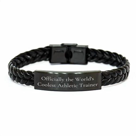 Amangny Athletic Trainer Gifts - Officially The World's Coolest Athletic Trainer Braided Leather Bracelet for Birthday - Gifts from Men to Friends - Men's Birthday Unique Gifts