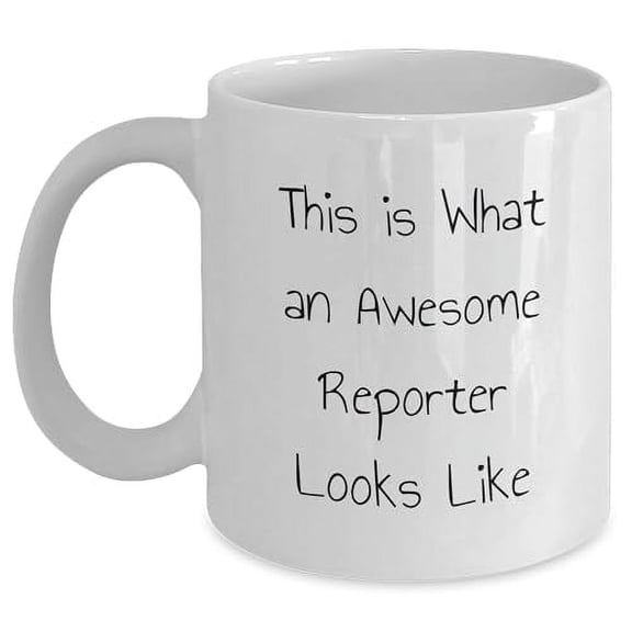 Amangny An Awesome Reporter's Daily Coffee Java Gift for Birthdays - White Coffee Mug for Friends, Family or Coworkers - This Is What An Awesome Reporter Looks Like