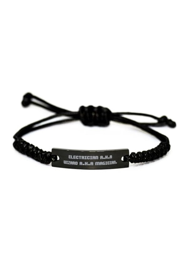 Brilliant Electrician Black Rope Bracelet, Electrician A.K.A Wizard A.K.A, Present For Coworkers, Fancy Gifts From Team Leader