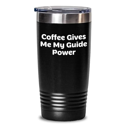 Amangny Coffee Gives Me My Guide Power, Funny Graduation Gift for Guide Enthusiasts, Guide Lovers, Friend, Coworker, Family - 20oz or 30oz Stainless Steel Vacuum Insulated Tumbler, Graduate Gift