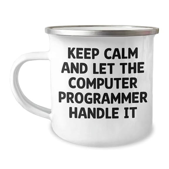 Amangny Computer Programmer Gifts from Men for Friends and Coworkers - Keep Calm And Let The Computer Programmer Handle It Christmas Camping Mug