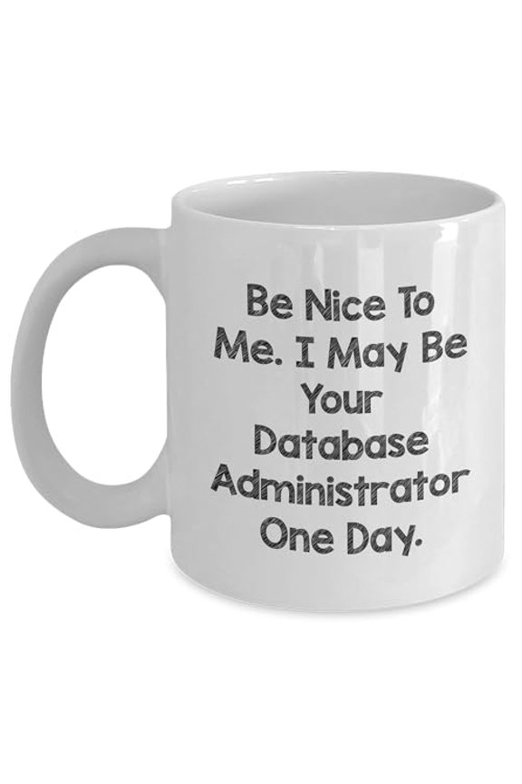 Database Administrator White Coffee Mug - 'Be Nice To Me. I May Be Your Database Administrator One Day.' Funny Quote Gift for Birthday