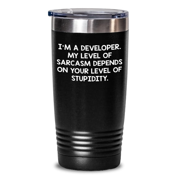Amangny Developer's Sarcasm Survival Kit: Funny Tumbler for Programmer Gifts, Birthday Present for Coders, Gifts from Mom or Dad
