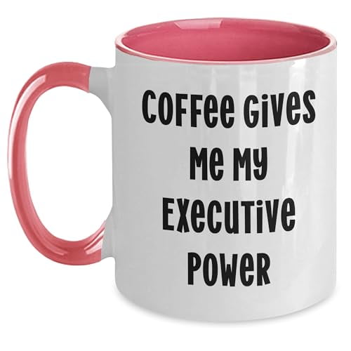 Amangny Executive Power Coffee Mug Gifts for Graduates - Inspirational Two Tone Ceramic Mugs with Funny Quote Executive Gifts from You to Them - Ideal Gifts for New Executives