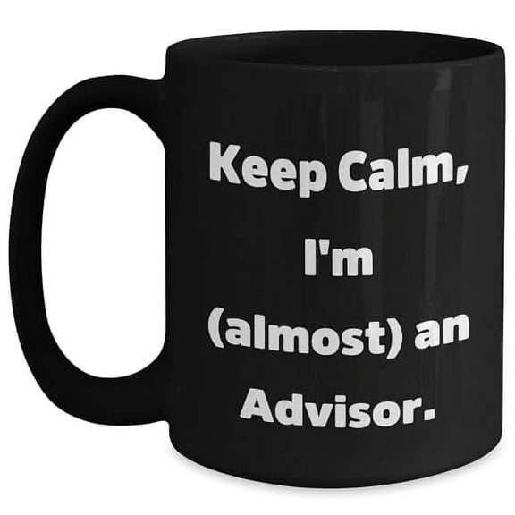 Amangny Funny Advisor Gifts Keep Calm I'm (almost) An Advisor Christmas Black Coffee Mug for Men Women Coworkers Family Friends