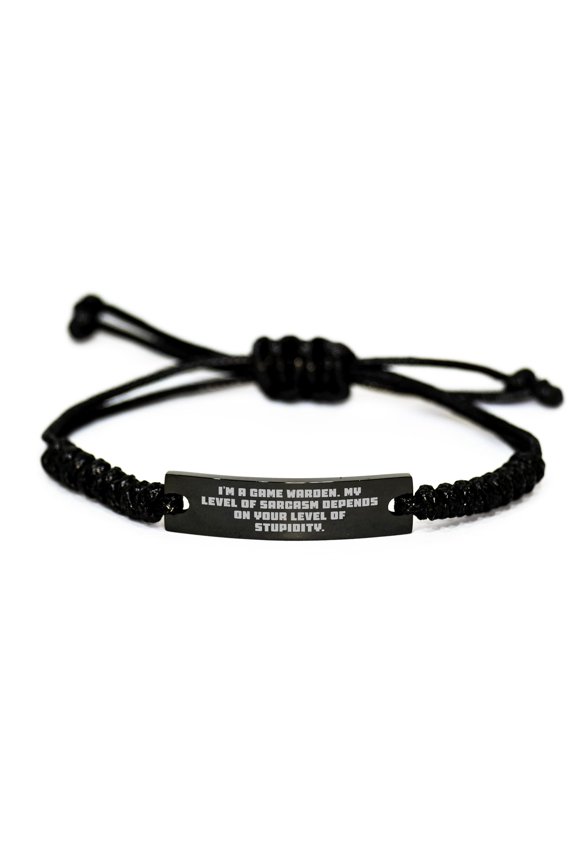 Game Warden Rope Friendship Survival Gift for Him or Her, Adjustable Black Stainless Steel Sarcasm Level Dependence Funny Valentine's Day Unique Gifts from Friends and Family