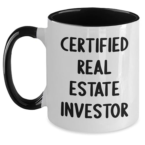 Amangny Gifts for Real Estate Investors from Certified Real Estate Investor, Funny Real Estate Investor Quote on Two Tone Coffee Mug, Ideal Gifts for Real Estate Professionals on Graduation