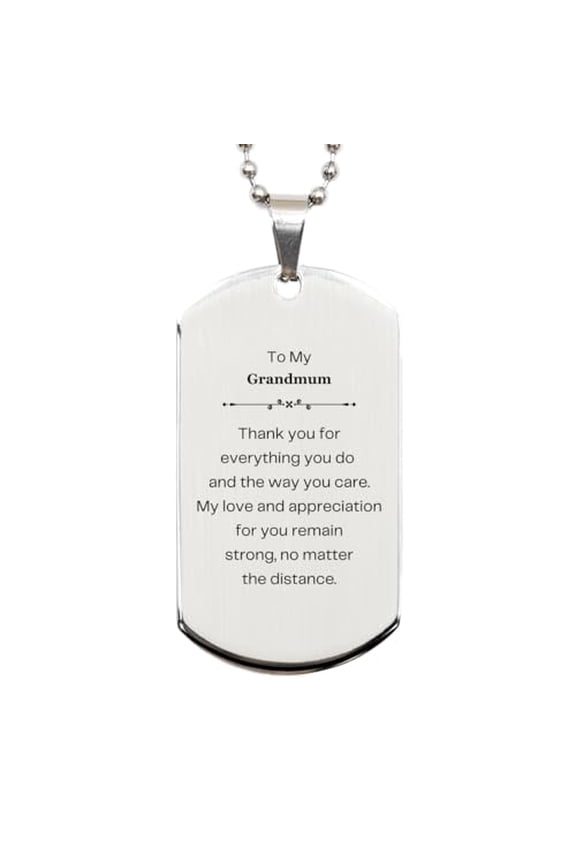 Grandmum Engraved Silver Dog Tag - Thank You for Everything, Grandma - Unique Gifts for Birthday, Christmas, Veterans Day - Dog Tag for Grandma - Appreciation and Love for Grandmum