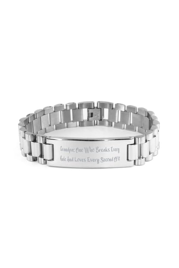 Grandpa: One Who Grandfather Ladder Bracelet, Appreciation Grandfather Gifts, Engraved Bracelet For Granddaddy from Grandson