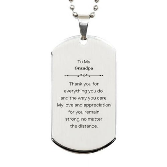 Amangny Grandpa Silver Dog Tag Engraved with Love and Appreciation, Perfect Idea Gifts for Veterans Day, Birthday, Christmas or Any Occasion to Show Your Gratitude