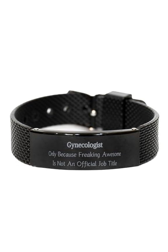 Gynecologist Black Shark Mesh Bracelet - Gynecologist Only Because Freaking Awesome Is Not An Official Job Title - Perfect Idea Gifts for Gynecologist on Birthday, Christmas, or Graduation
