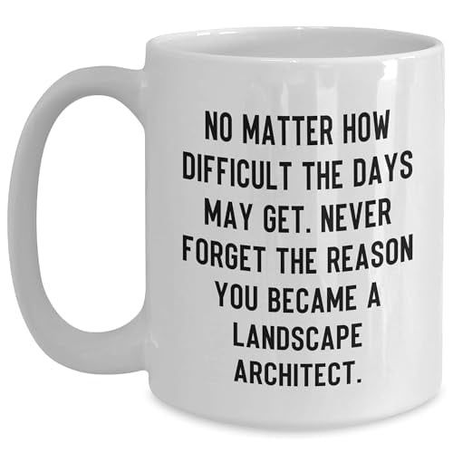 Amangny Inspiring Landscape Architect Gifts - White Coffee Mug for Christmas, Funny Quote, 15oz Capacity, Ceramic, Microwave and Dishwasher Safe, Gifts from Friends, Coworkers, or Family