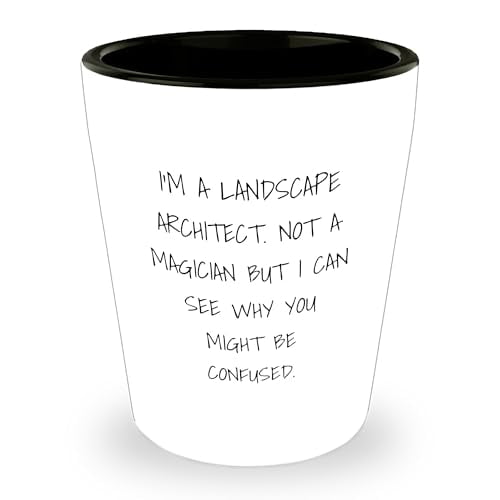 Amangny Landscape Architect Shot Glass Gifts from Friends to Men and Women Birthday Celebration Not a Magician But I Can See Why You Might Be Confused Humorous White Ceramic 1.5oz Shot Glass