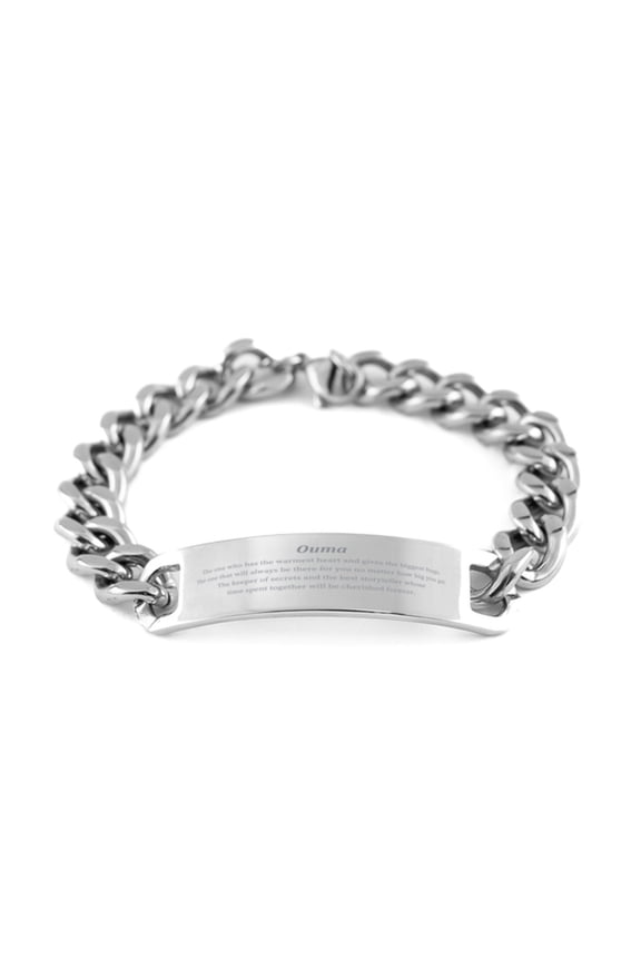 Ouma Cuban Chain Stainless Steel Bracelet - Cherished Forever, Warmest Heart, Timeless Gift for Birthday, Holidays, Confidence