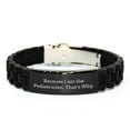 thumbnail image 1 of Amangny Pediatrician's Gift: Funny Inspirational Quote Black Glidelock Clasp Adjustable Silicone Stainless Steel Bracelet for Pediatrician Graduation Gifts from Mom, 1 of 3