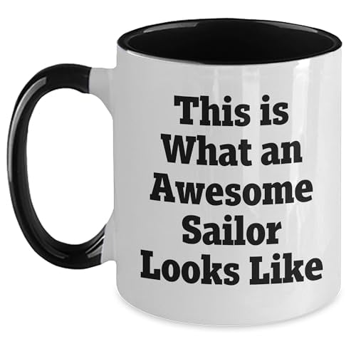 Amangny Sailor Gifts for Graduation - This Is What An Awesome Sailor Looks Like Two Tone Coffee Mug, Black and White Style