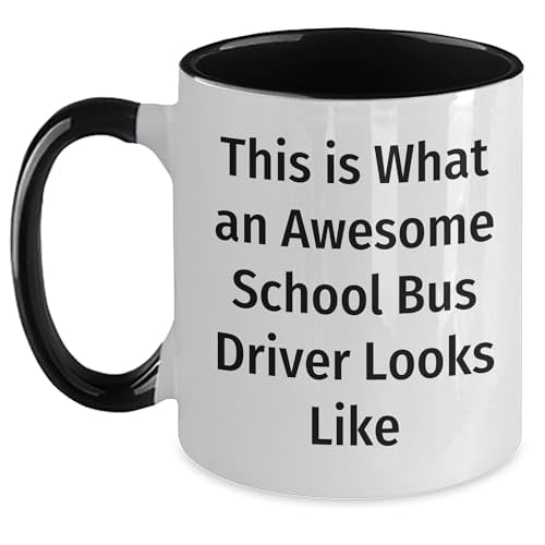 Amangny School Bus Driver Gifts, This Is What An Awesome School Bus Driver Looks Like, Two Tone Coffee Mug, 11oz, Birthday