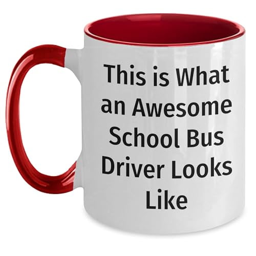 Amangny School Bus Driver Gifts, This Is What An Awesome School Bus Driver Looks Like, Two Tone Coffee Mug, 11oz, Birthday