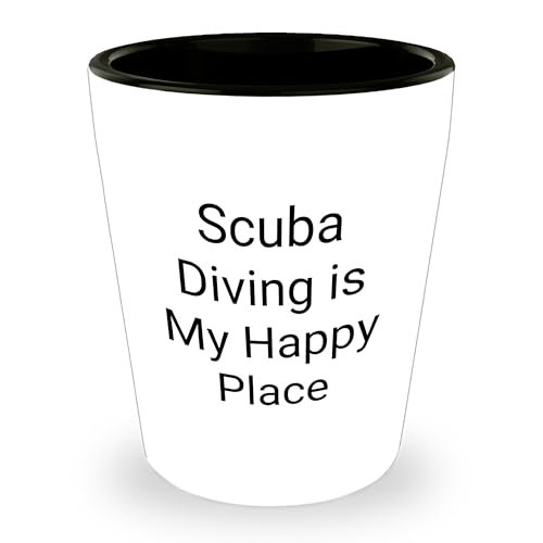 Amangny Scuba Diving Shot Glass for Christmas - Gifts from Friends for Scuba Diving Enthusiasts - 'Scuba Diving Is My Happy Place' Shot Glass
