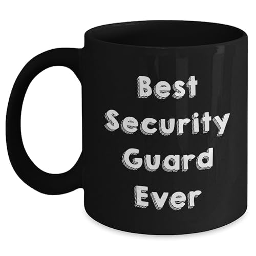 Amangny Security Guard Ever Black Coffee Mug - Best Security Guard Ever Graduation Gift