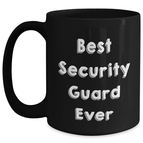 Amangny Security Guard Ever Black Coffee Mug - Best Security Guard Ever Graduation Gift