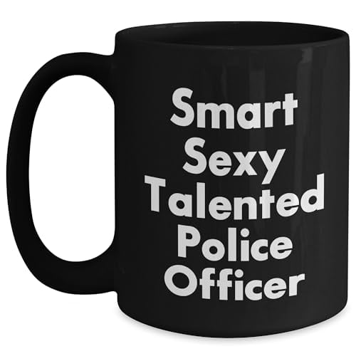 Amangny Smart Sexy Talented Police Officer Black Coffee Mug - Funny Police Officer Gifts for Father's Day - 11oz/15oz Microwave & Dishwasher Safe
