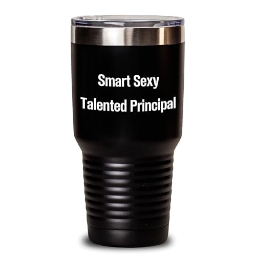 Amangny Smart Sexy Talented Principal Tumbler | Funny Principal Appreciation Gifts for Father's Day | Gifts for Principals from Students | Stainless Steel Tumbler with Lid | or 30oz | Black