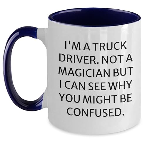 Amangny Truck Driver Gifts from Friends for Truck Driver - Two Tone Coffee Mug with Humorous Quote
