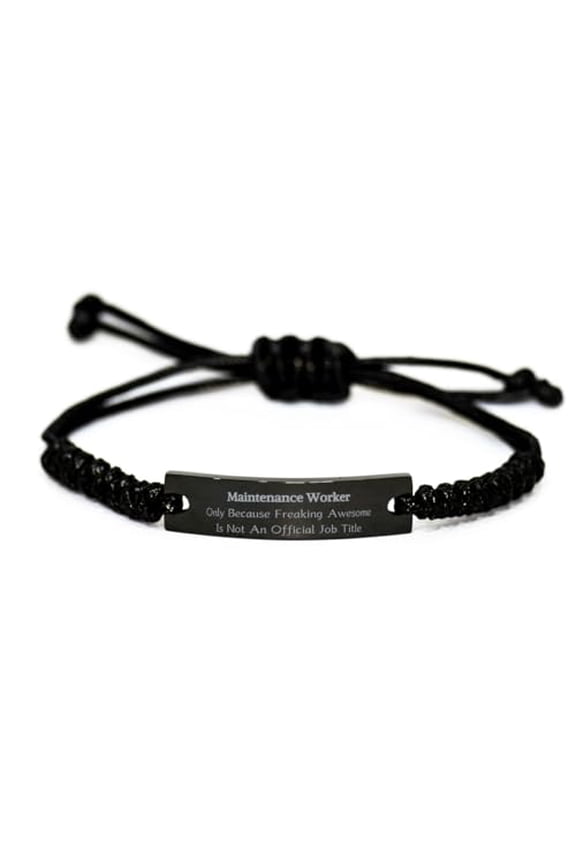 Unique Maintenance Worker Black Rope Bracelet - Because Awesome Isnt a Job Title - Inspirational Jewelry for Everyday Confidence and Pride at Work
