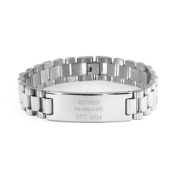 Unique Retired Pharmacist Est. 2024 Ladder Stainless Steel Bracelet for Graduation and Christmas Gifts - Engraved Confidence for Pharmacists