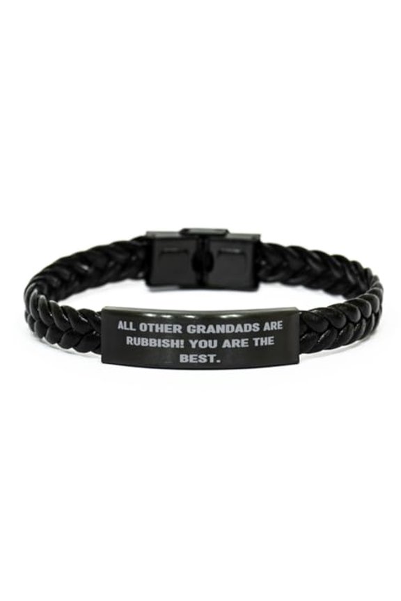 Useful Grandfather Braided Leather Bracelet, All Other Grandads Are!, Perfect Engraved Bracelet For Granddaddy From Grandson