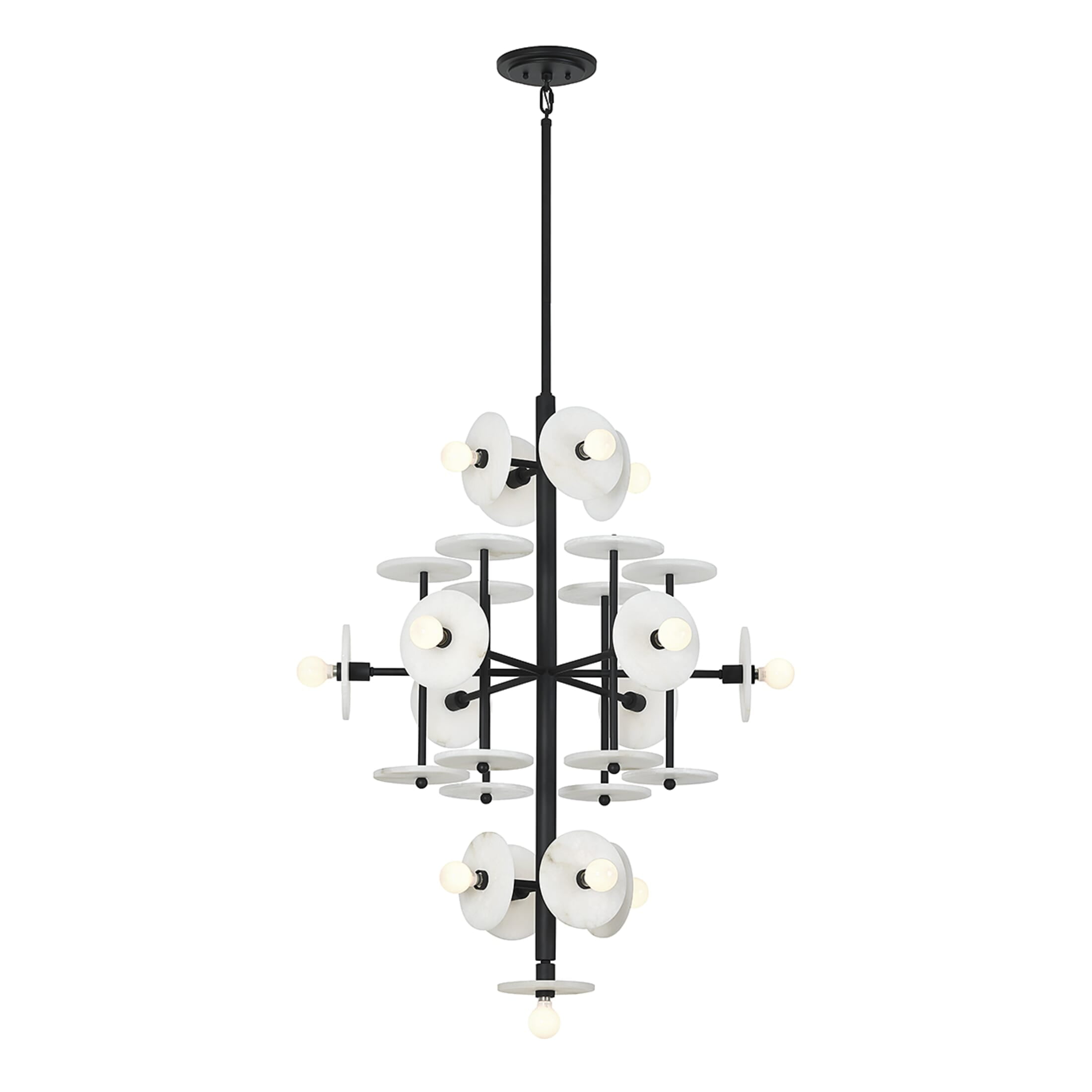 Black Cashmere 15-Light Sputnik Chandelier with Alabaster Shades